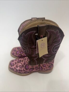 Roper girls glitter leopard western boots size 12. NWT. Flaw
